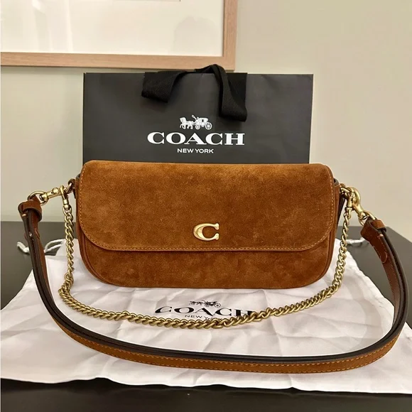 Coach Brook Bag in Warm Brown Suede - Picture 1 of 6